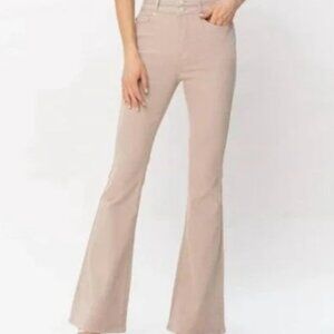 Judy Blue Double Button Tan Khaki Jeans Pants Flare Legged JB88623 Women's 15/32